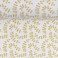 Baumwolle "Jule" weiß mit goldenen Ranken